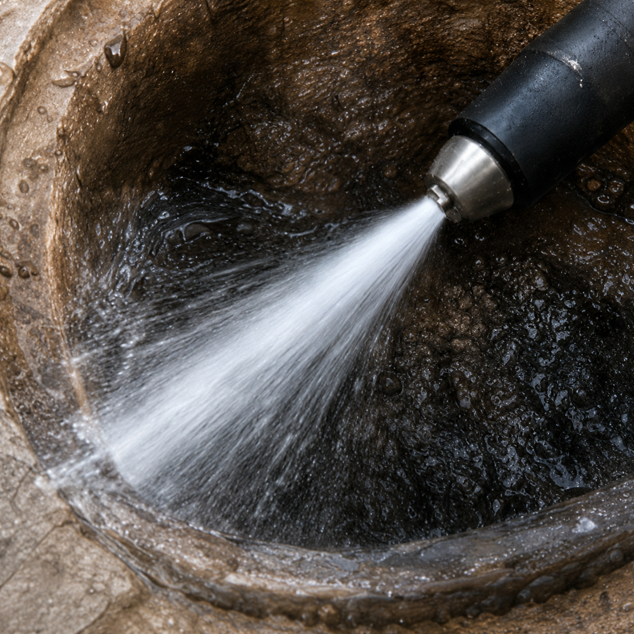 Hidrojateamento de alta pressão para limpeza de tubulações